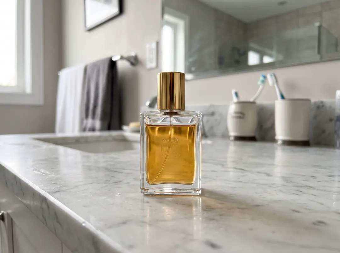 Glass perfume bottle, original photo