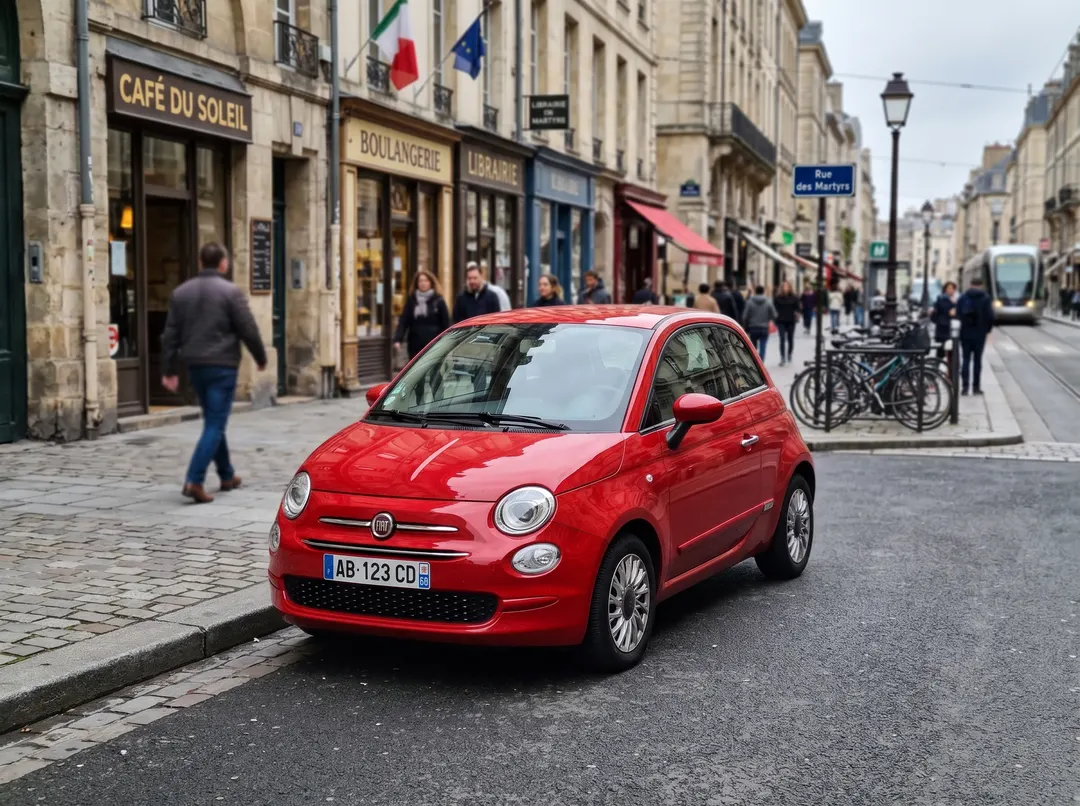 Red hatchback, original photo