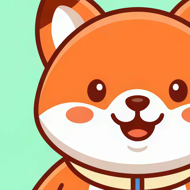 Flat vector orange fox mascot waving, upscaled 4× with AI, 100% crop
